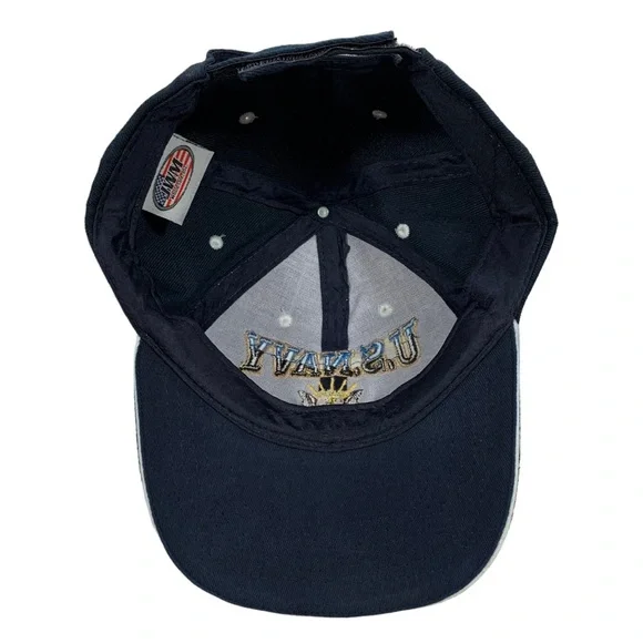 Vintage US United States Navy Blue Embroidered Adjustable Strapback Hat - Picture 4 of 6